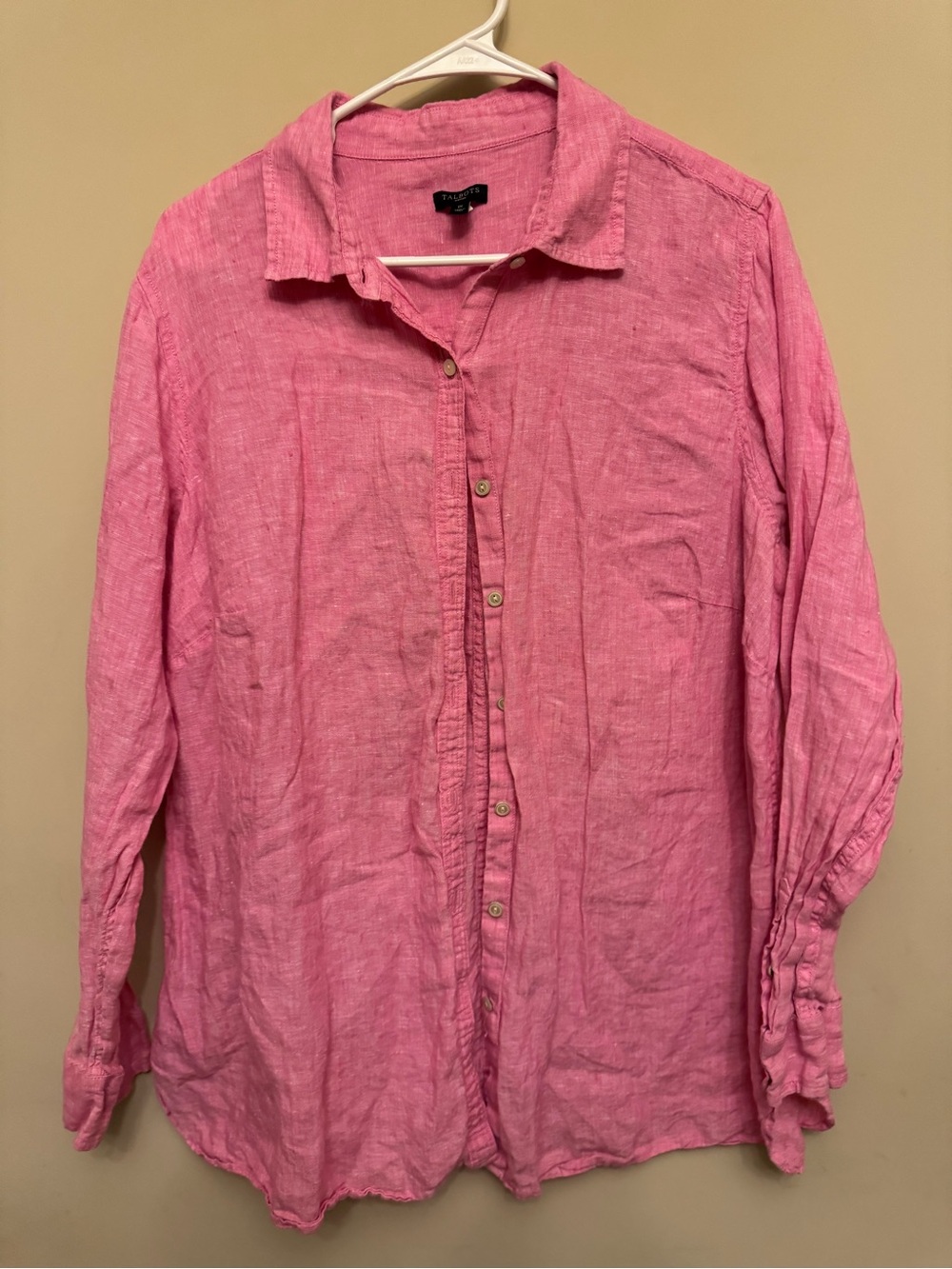 Talbots Pink Linen Button-Down Shirt